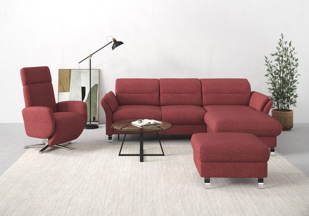 sit&more Ecksofa »Grenoble«, inklusive Federkern, wahlweise mit Bettfunktion, Bettkasten, Armteilverstellung und Kopfteilverstellung