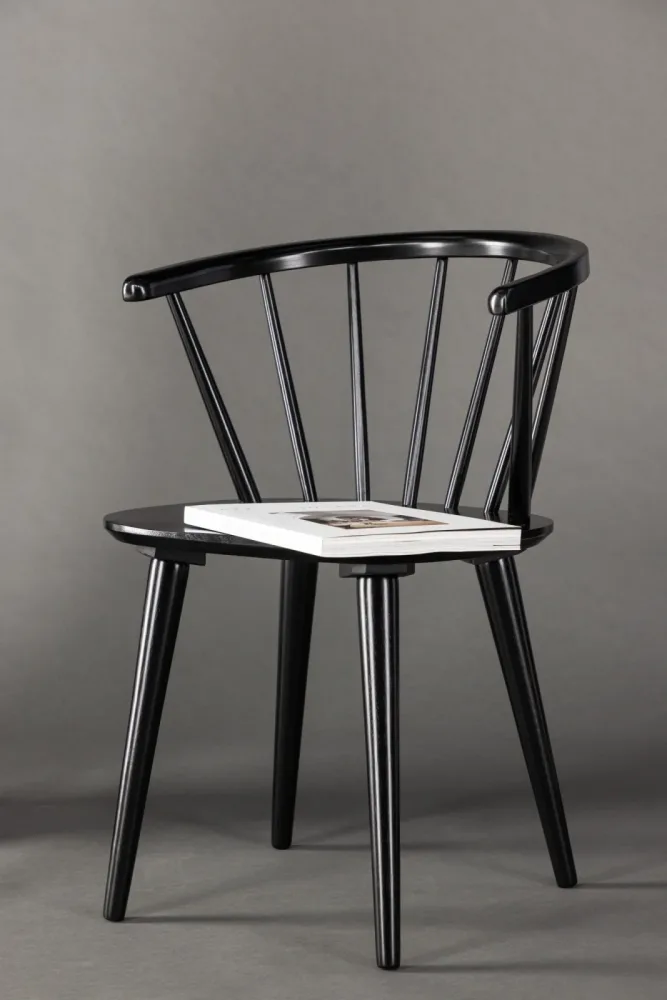 Stuhl 2er-Set Glasyr Schwarz Holz B 55 cm - Material: Gummibaum - Stuhl 2er-Set