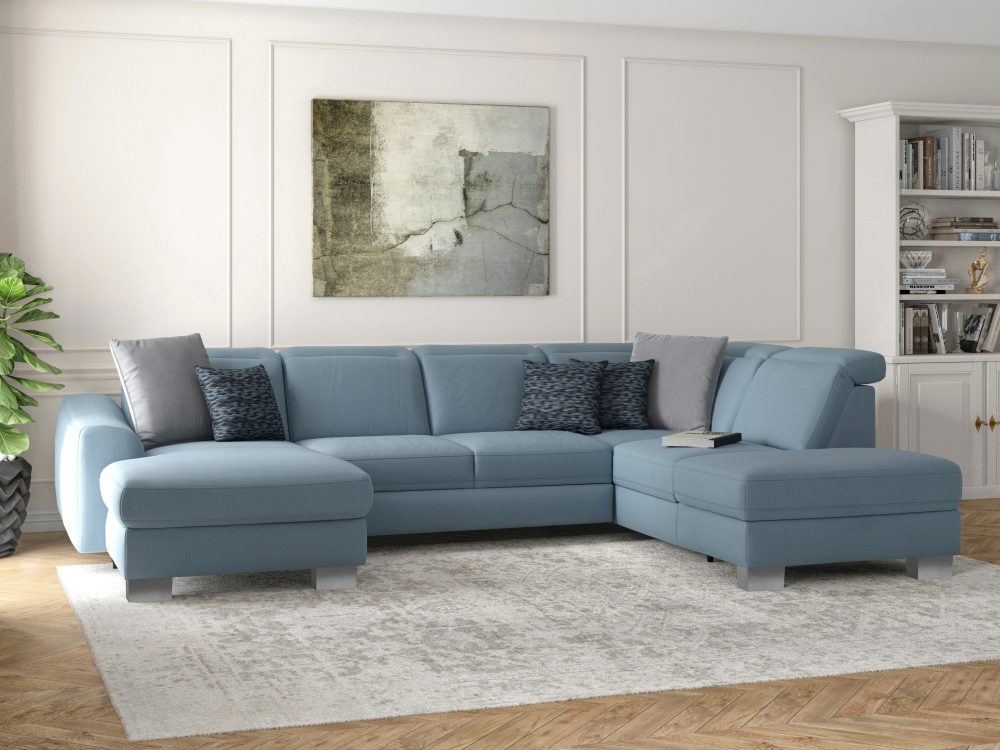 sit&more Wohnlandschaft »Durness«, mit Federkern und hochwertigen Edelstahlfüssen, wahlweise mit Kopfteilverstellung, optional mit Bettfunktion und Stauraum