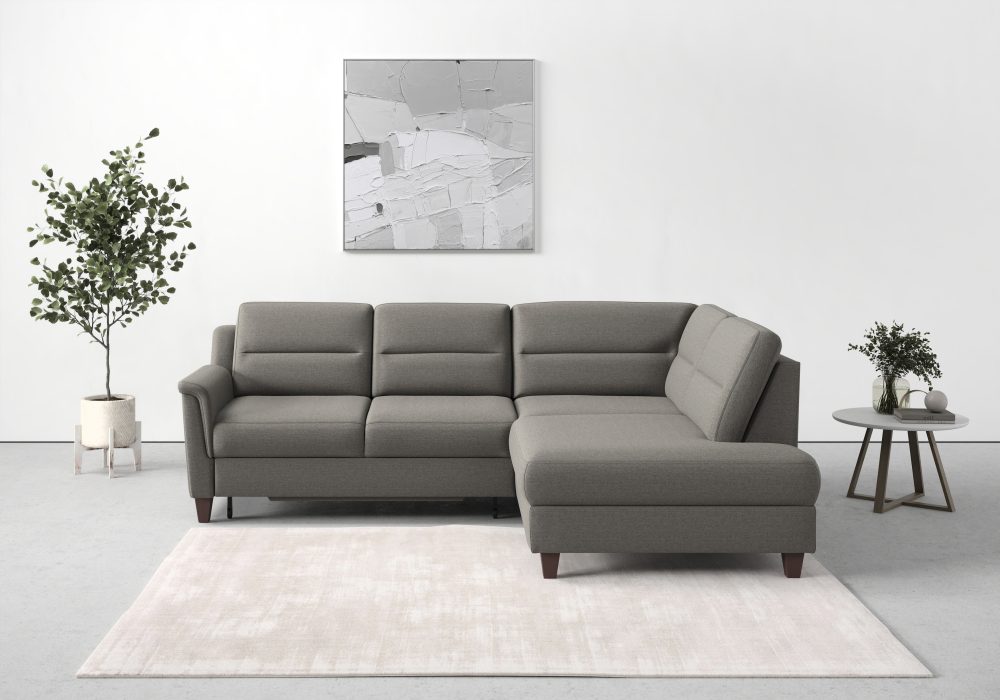 sit&more Ecksofa »Farö«, inklusive Federkern, mit naturfarbenen Füssen, wahlweise mit Bettfunktion und Bettkasten