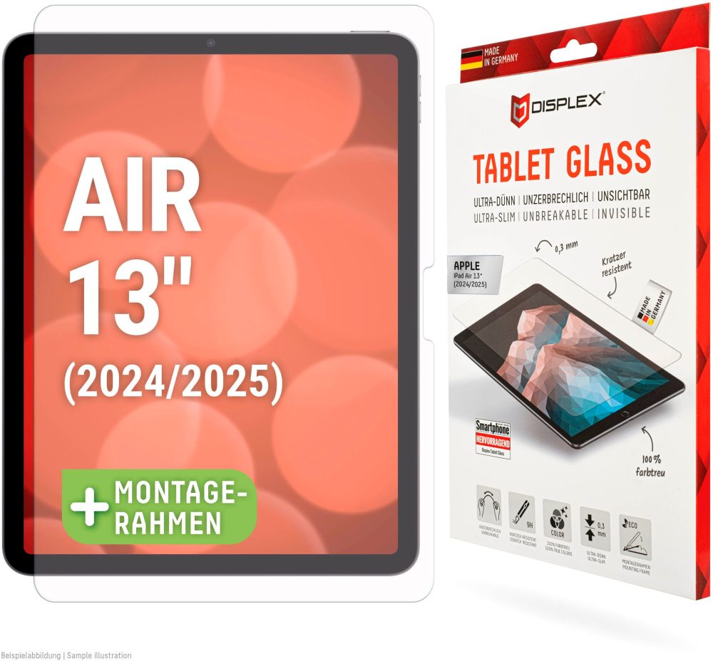 Displex Displayschutzfolie »Tablet Glass« für Apple iPad Air 13'' (2024/2025) Displayschutz, Bildschirmschutz, kratz & stossfest, einfaches Anbringen