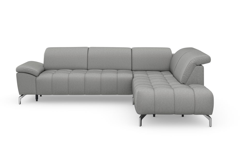 sit&more Ecksofa »Cool«, wahlweise mit Kopfteilverstellung und Vorziehsitz, motorisch,mit silberfarbenen Füssen