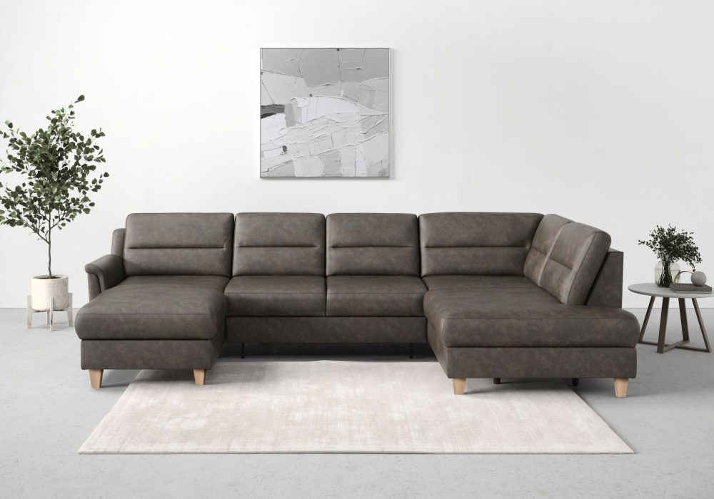 sit&more Wohnlandschaft »Farö«, inklusive Federkern, mit naturfarbenen Füssen, wahlweise mit Bettfunktion und Bettkasten