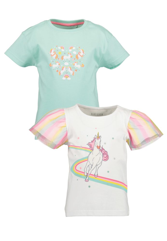 Blue Seven Kurzarmshirt Packung, 2 Stk. mit süssen Einhorn-Drucken