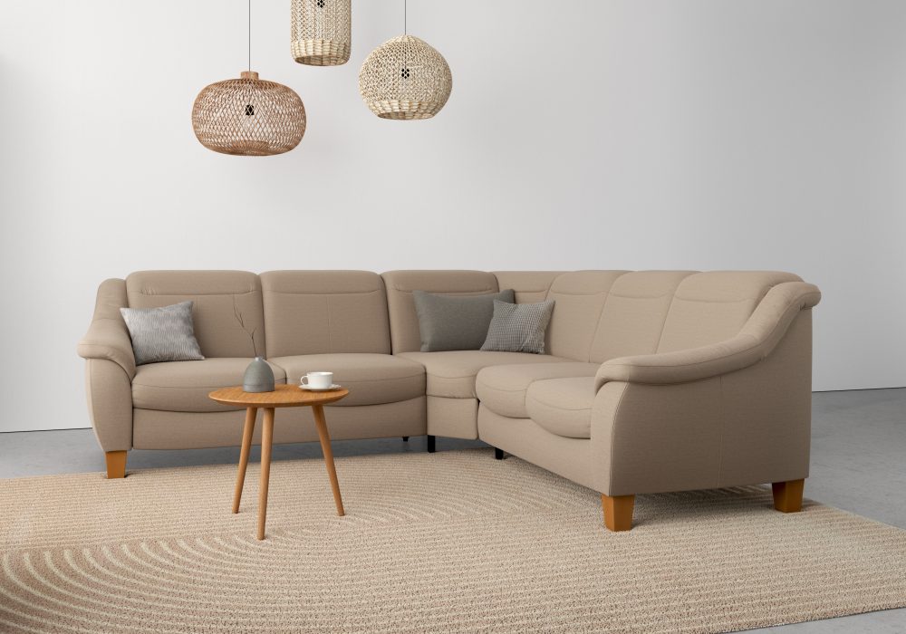 Home affaire Ecksofa »Caldera«, Federkern, wahlweise mit Kopfteilverstellung, Bettfunktion und Bettkasten, auch in Easy Care-Bezug für einfachts Reinigen mit Wasser
