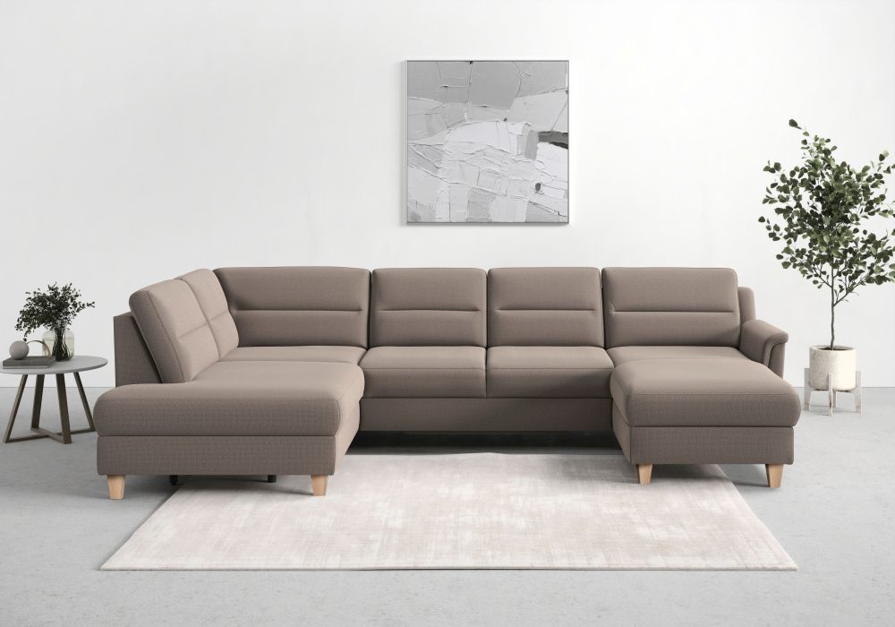 sit&more Wohnlandschaft »Farö«, inklusive Federkern, mit naturfarbenen Füssen, wahlweise mit Bettfunktion und Bettkasten