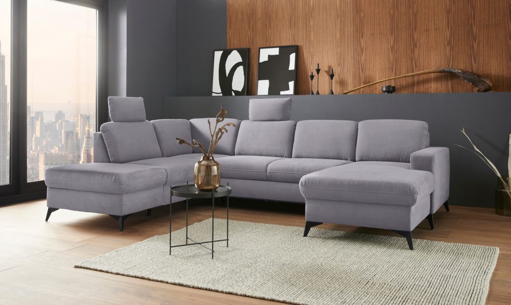 Places of Style Wohnlandschaft »Lolland«, Wahlweise mit Bettfunktion und Stauraum, Federkern, auch mit abwischbarem Bezug