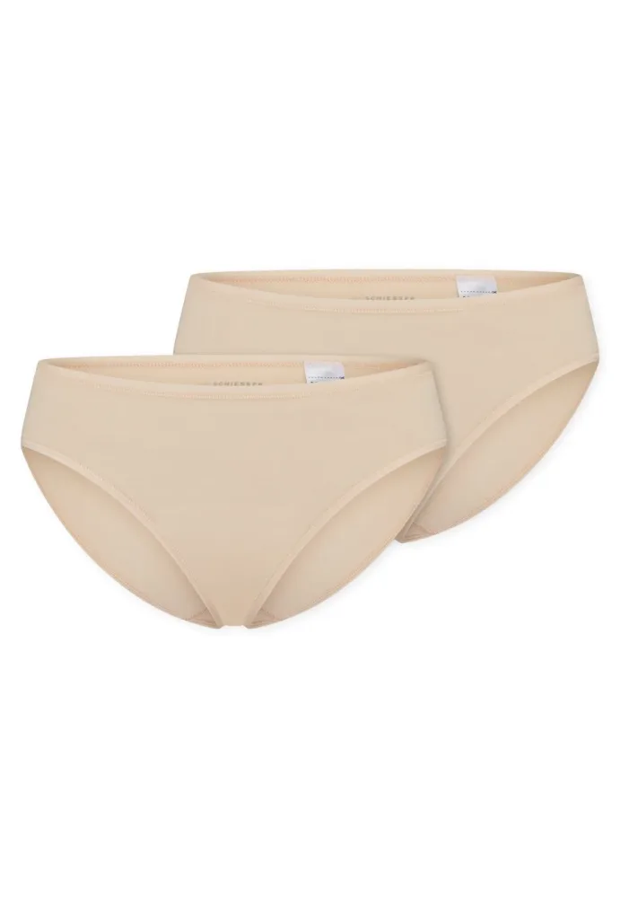 Schiesser Midi Slip 2er-Pack Soft Beige - 95/5 für Damen, Größe M, 95 % Baumwolle, 5 % Elasthan