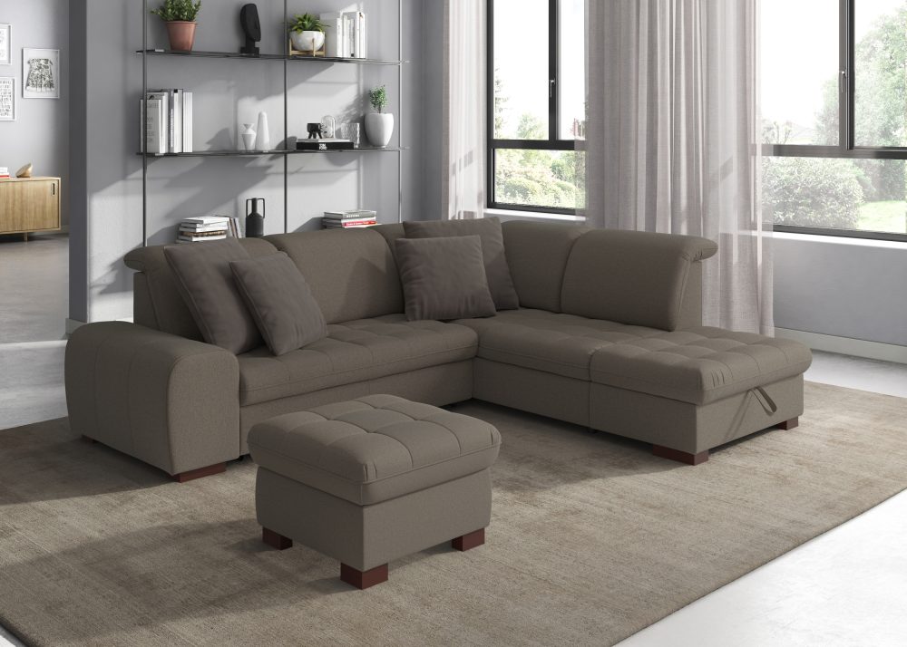 sit&more Ecksofa, wahlweise mit Bettfunktion, Stauraum und Kopfteilverstellung, auch erhältlich in dem besonders leicht mit Wasser zu reinigendem 