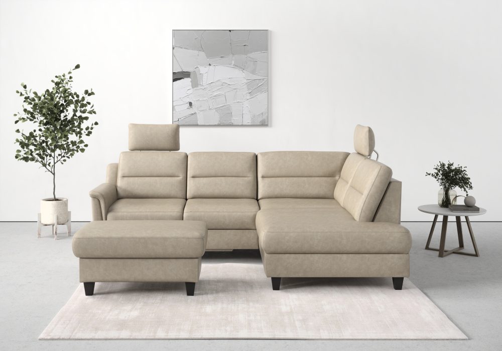 sit&more Ecksofa »Farö«, inklusive Federkern, mit wengefarbenen Füssen, wahlweise mit Bettfunktion und Bettkasten