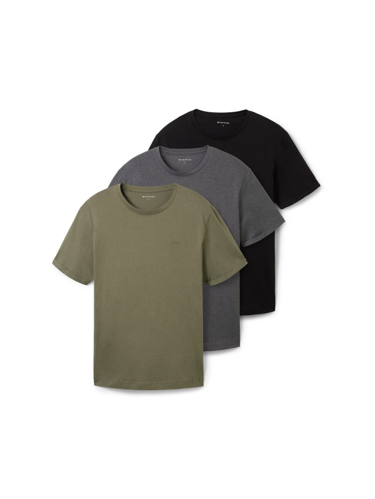TOM TAILOR T-Shirt, (Packung, 3 tlg.), mit Logo-Stickerei