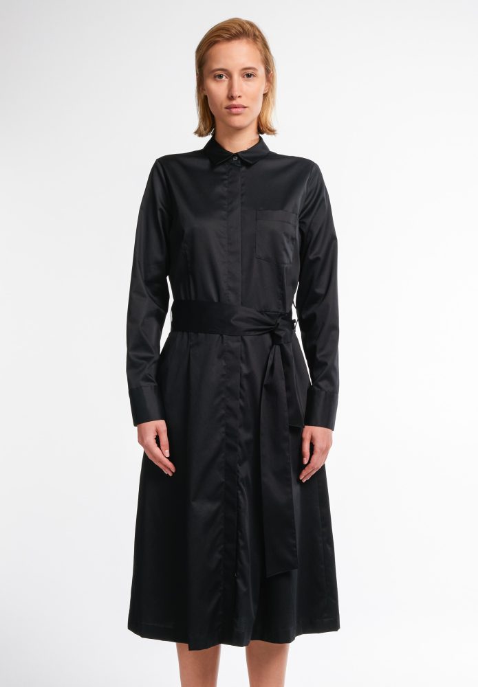 LANGARM BLUSENKLEID 1863 BY ETERNA - PREMIUM SATINGEWEBE SCHWARZ