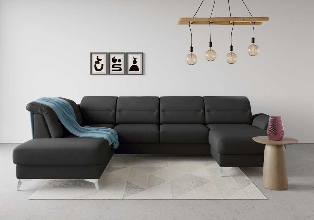 sit&more Wohnlandschaft »Sinatra«, optional mit Kopfteilverstellung und Armteilfunktion oder mit Kopfteilverstellung, Armteilfunktion, Bettfunktion und Stauraum, chromfarbene Metallfüsse