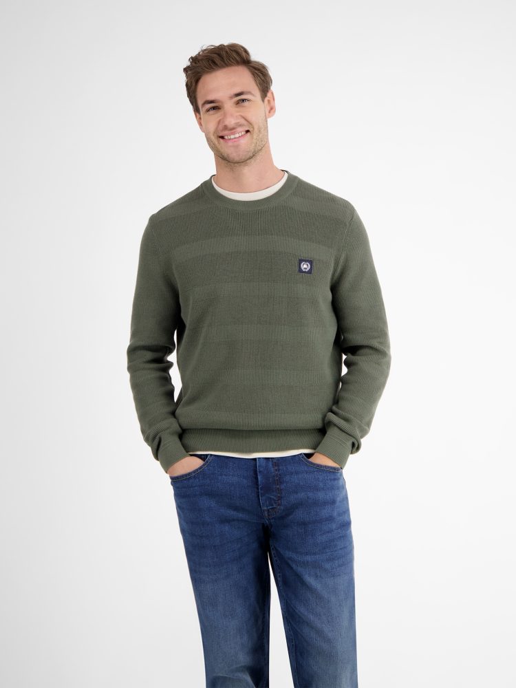 LERROS Strickpullover, mit Logo Stickerei