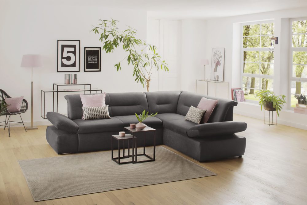 my home Ecksofa »Avesa«, Wahlweise mit Arm- und Bettfunktion, B/T/H: 275/211/80 cm