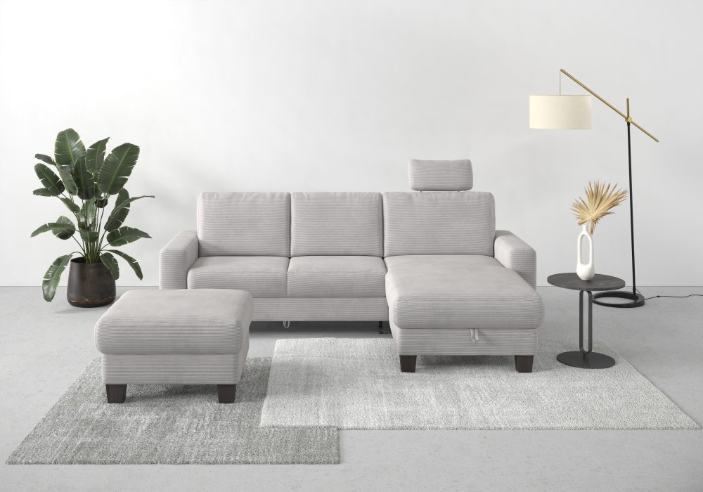 Home affaire Ecksofa »Summer«, mit Recamiere, mit oder ohne Bettfunktion und Bettkasten, Cord-Bezug
