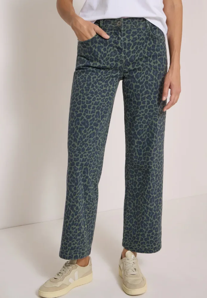 High Waist Wide Leg Jeans mit Leo