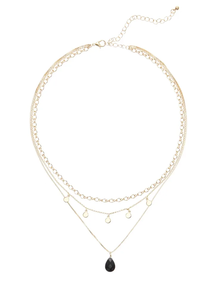 LASCANA Kette mit Anhänger Halskette in Lagen-Look mit Tropfen-Anhänger
