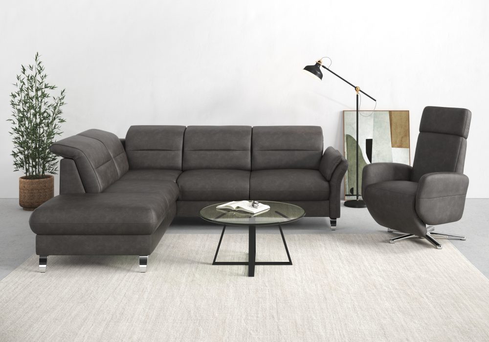 sit&more Ecksofa »Grenoble«, inklusive Federkern, wahlweise mit Bettfunktion, Stauraum, Armteilverstellung und Kopfteilverstellung