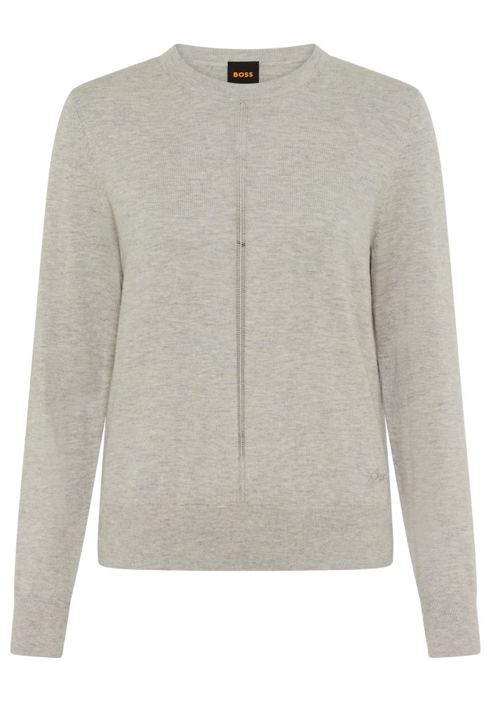 BOSS ORANGE Strickpullover »Finguine Premium Damenmode« mit Ajour-Dekor, Rundhalsform