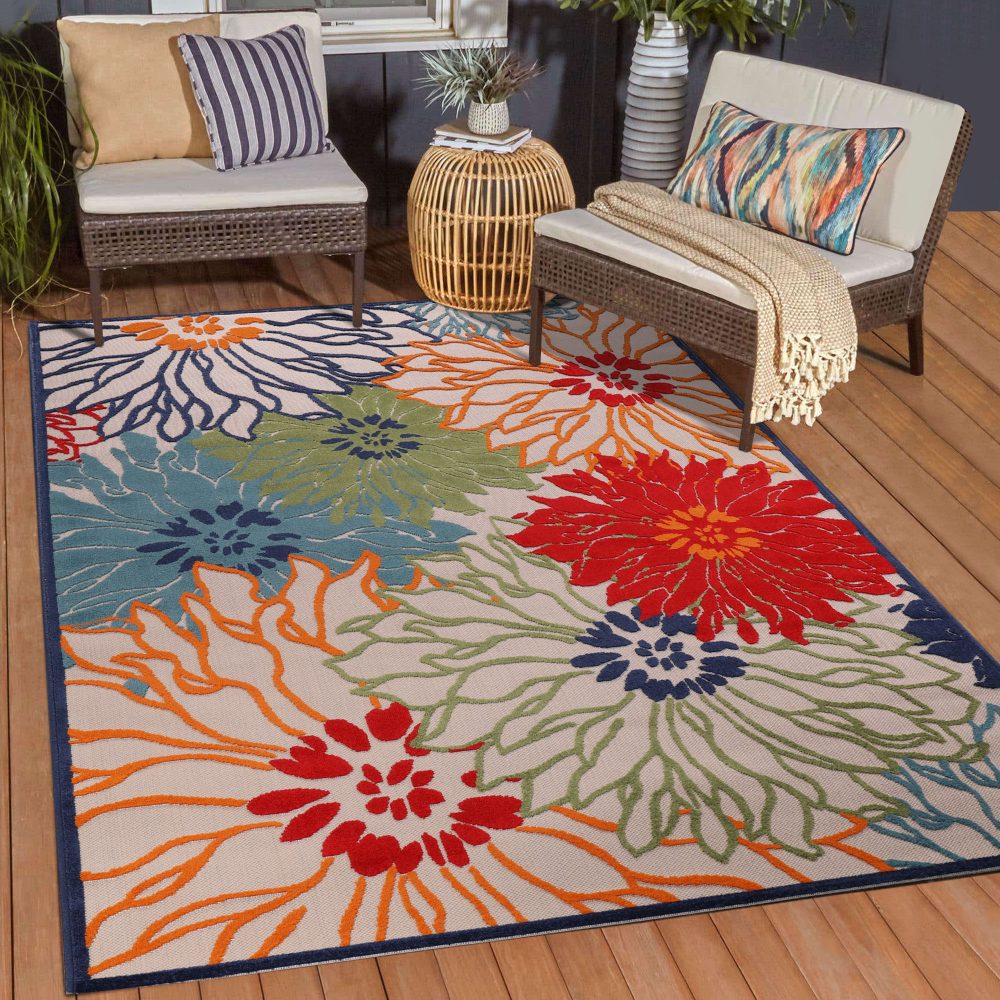 Sanat Teppich »Floral 2«, rechteckig, 6 mm Höhe, In- und Outdoor geeignet, florales Design, Balkon, Terasse