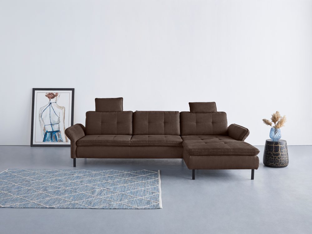 INOSIGN Ecksofa »Birkholm«, incl. Armlehnverstellung, auch in Easy Clean Bezug - mit Wasser zu reinigen