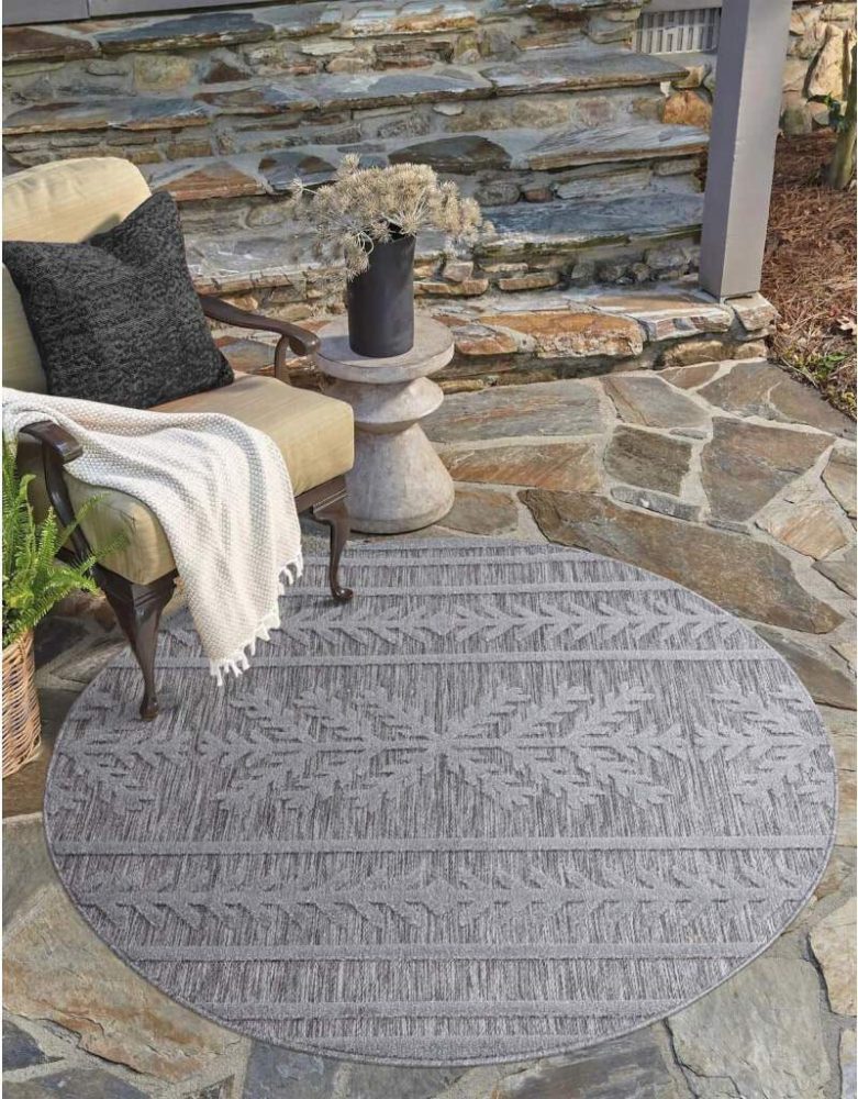 Carpet City Teppich »Santorini«, rund, 5 mm Höhe, 3D-Effekt, für Wohnzimmer, Flur, Küche, Wintergarten, Balkon, Wetterfest & UV-beständig