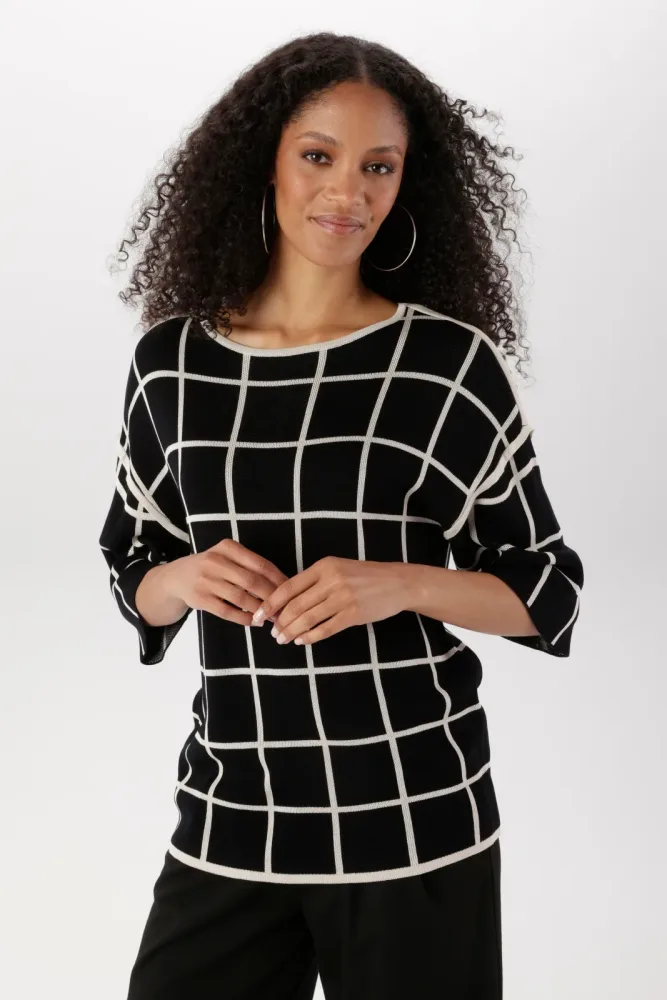 Aniston SELECTED Strickpullover mit auffälligen Karomuster allover - NEUE KOLLEKTION