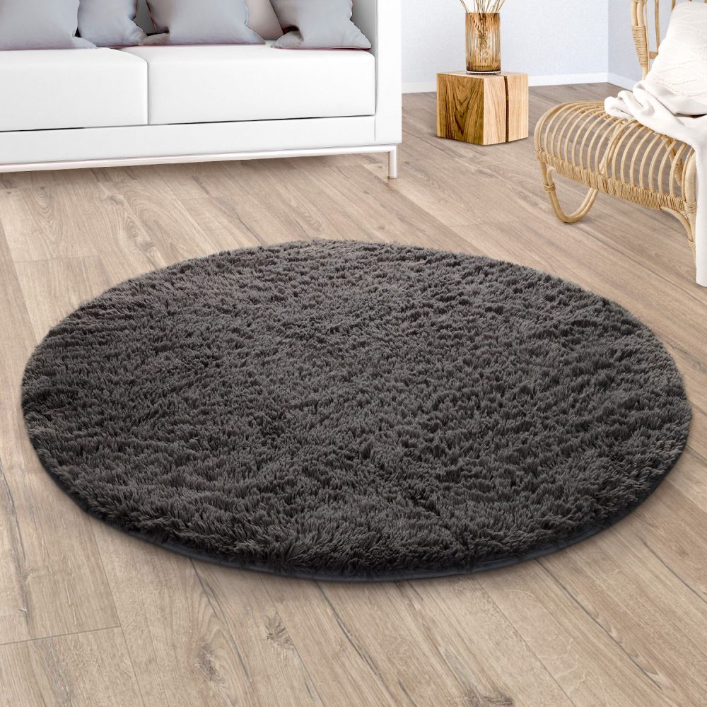 Paco Home Hochflor-Teppich »Silky 591«, rund, Uni Farben, besonders weich und kuschelig