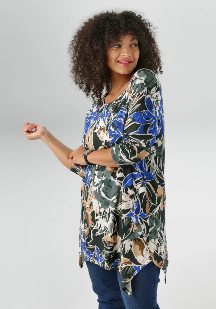 Aniston PLUS Langarmshirt mit farbharmonischen, fantasievollem Druck