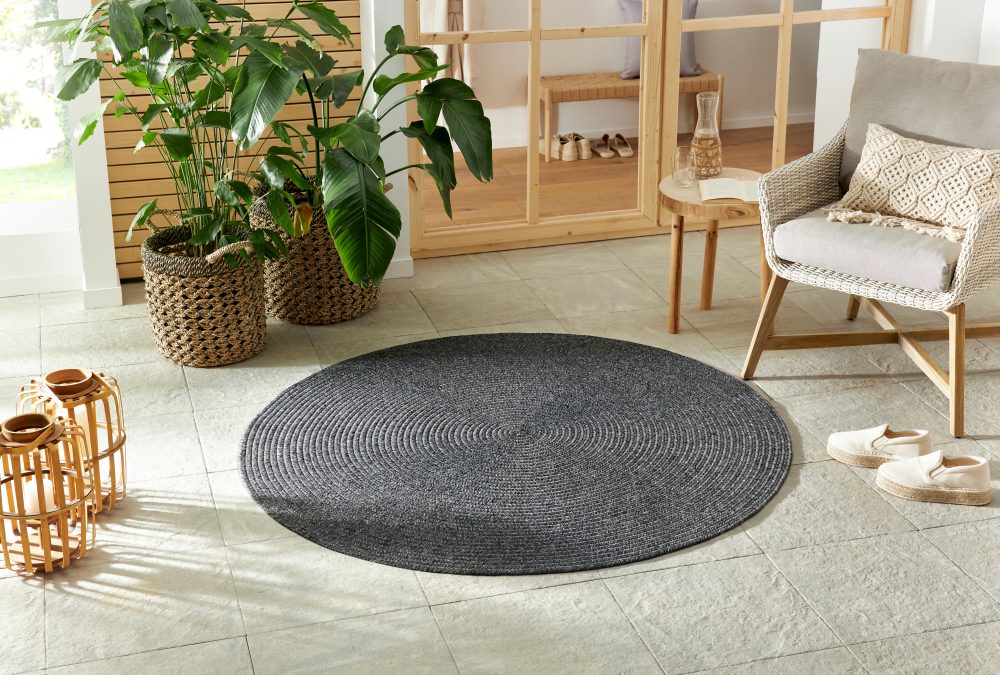 NORTHRUGS Teppich »Trenzado«, rund, Flachgewebe, Hand-Made Look, robust, pflegeleicht