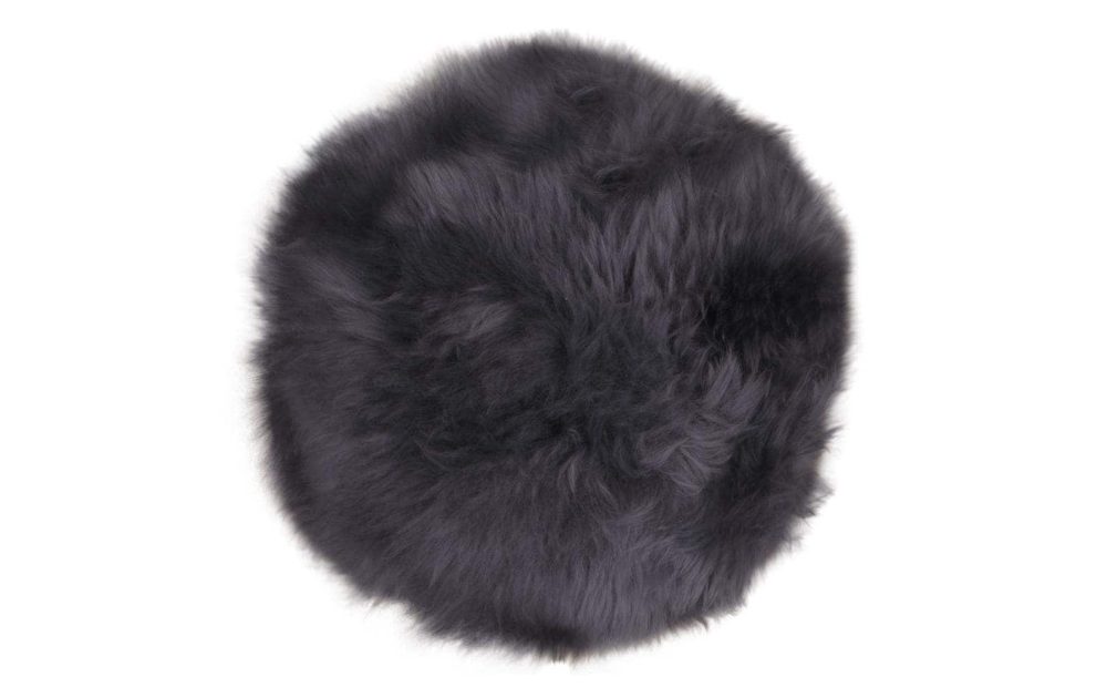 House Nordic - Lammfell-Kissen - Ø 35 cm - Dunkelgrau