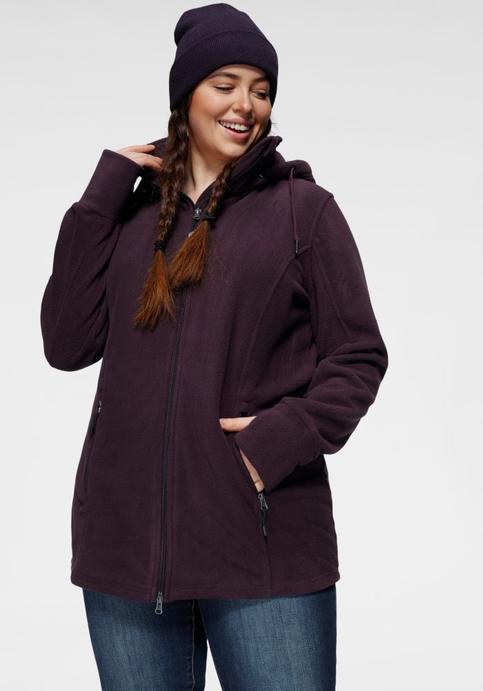 Polarino Fleecejacke mit Kapuze für kalte Tage, aus Fleece, sportlicher Stil, atmungsaktiv