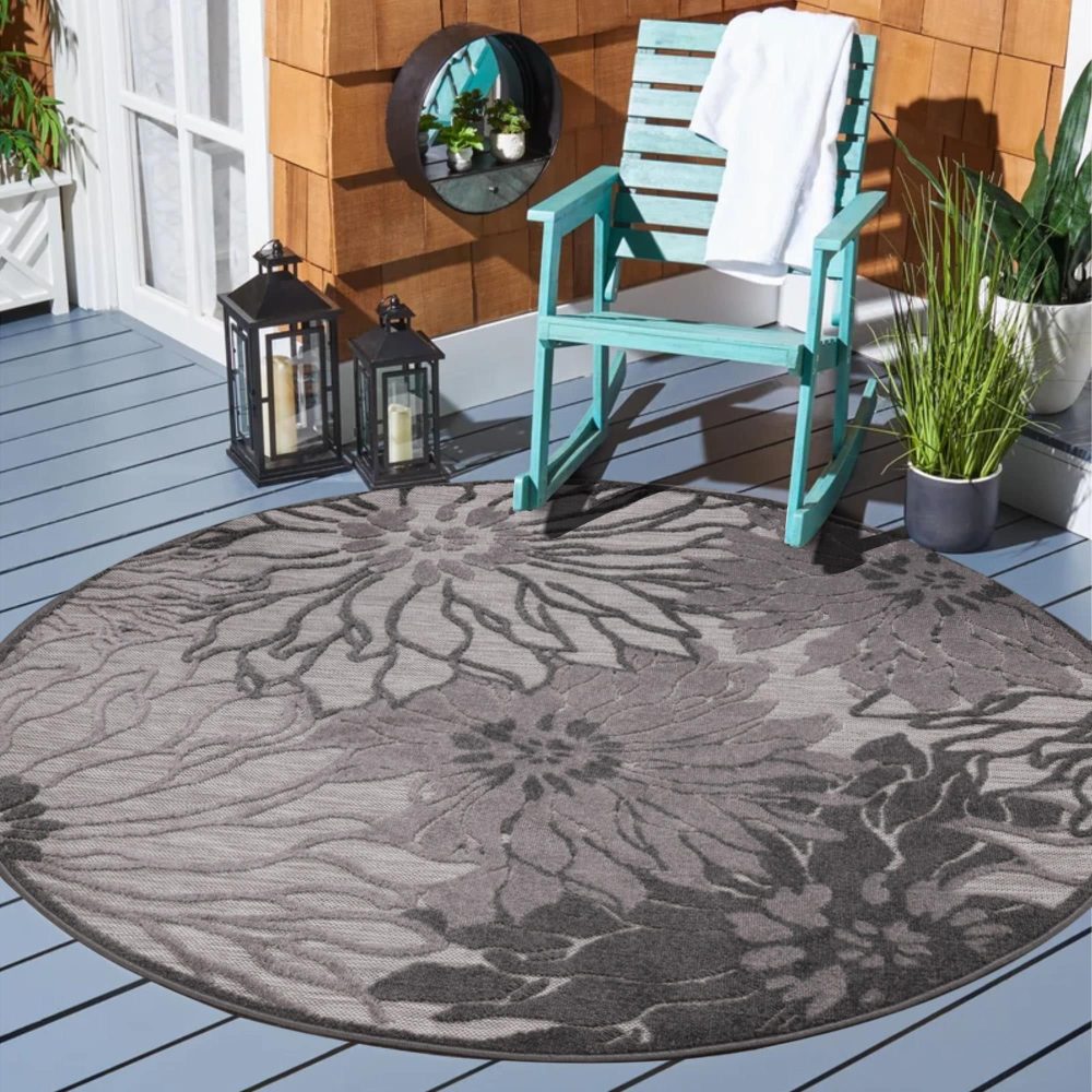 Sanat Teppich »Floral 2«, rund, 6 mm Höhe, In- und Outdoor geeignet, florales Design, Balkon, Terasse