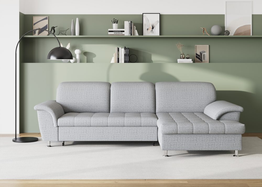 DOMO collection Ecksofa »Franzi«, wahlweise mit Bettfunktion, Bettkasten und Kopfteilverstellung, frei im Raum stellbar