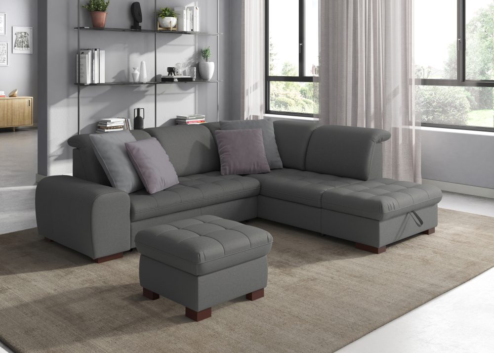 sit&more Ecksofa, wahlweise mit Bettfunktion, Stauraum und Kopfteilverstellung, auch erhältlich in dem besonders leicht mit Wasser zu reinigendem 