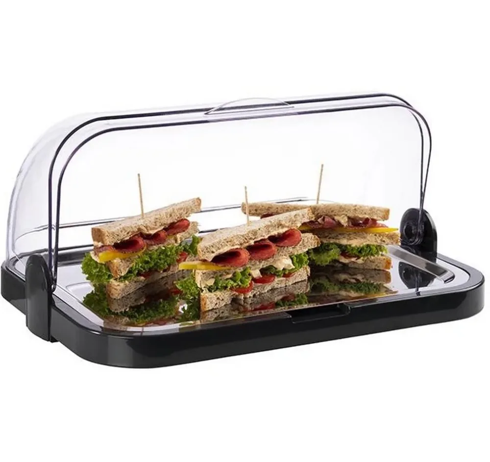 APS Buffetvitrine; 44x32x20.5 cm (LxBxH); transparent/schwarz; rechteckig