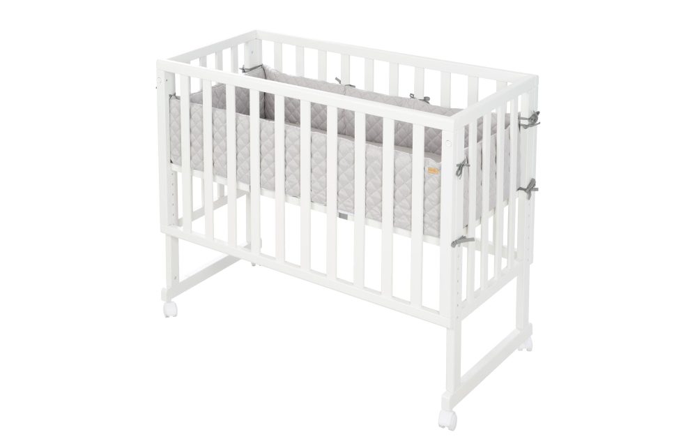 roba Stuben- & Beistellbett 3in1 Weiß mit Barriere Style grau