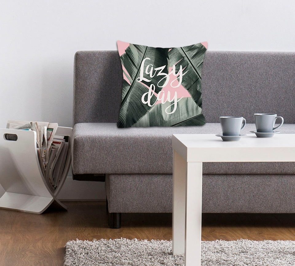 queence Dekokissen »Lazy Day«, (1 St.), mit Schriftzug und Federn