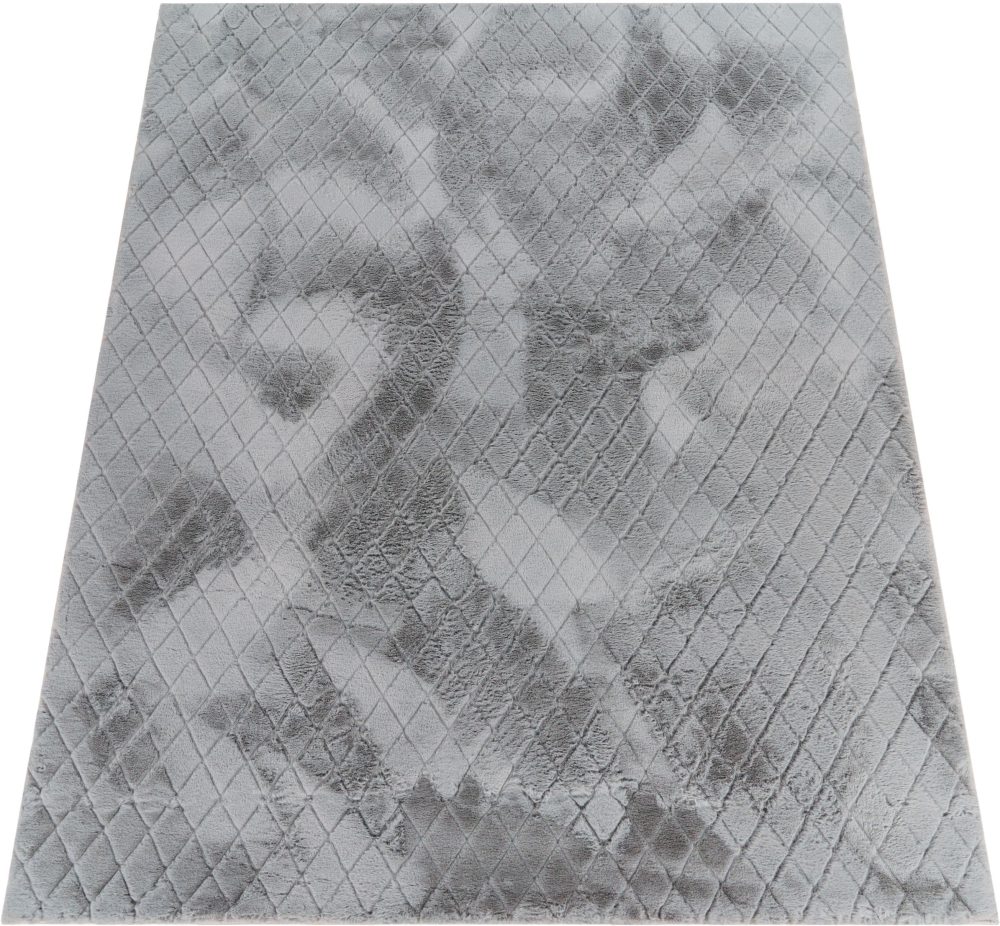Paco Home Hochflor-Teppich »Arnheim 742«, rechteckig, Uni Farben, Rauten Muster, besonders weich, Hoch-Tief Effekt