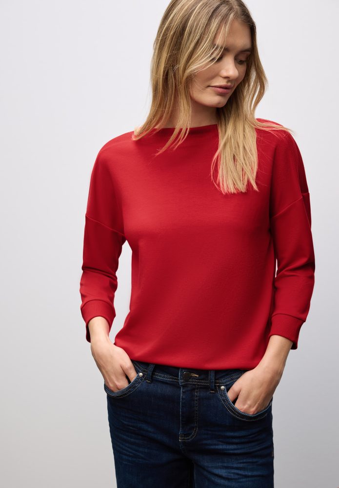 STREET ONE 3/4-Arm-Shirt, Strick-Shirt mit U-Boot-Ausschnitt