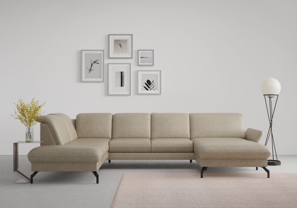 sit&more Wohnlandschaft »Fashion«, wahlweise mit Kopfteilverstellung und Vorziehsitz, motorisch, mit schwarzen Metallfüssen