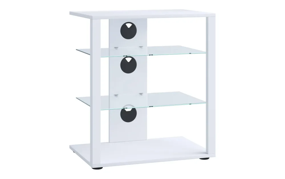 VCM - Hifi Holz Möbel | Rack Schrank Phono Regal | 2 Glasböden | Maße: H. 70 x B. 60 x T. 41 cm  | Phono Mediaregal - Folas, Schwarz, 60 cm