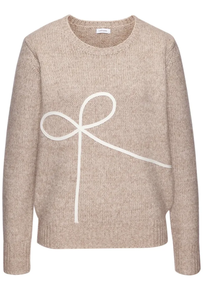 LASCANA Strickpullover mit Schleifen-Applikation vorne, casual