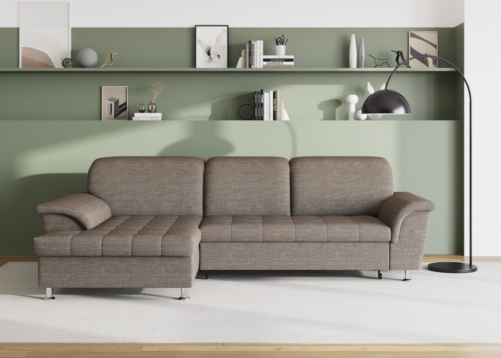 DOMO collection Ecksofa »Franzi«, wahlweise mit Bettfunktion, Bettkasten und Kopfteilverstellung, frei im Raum stellbar