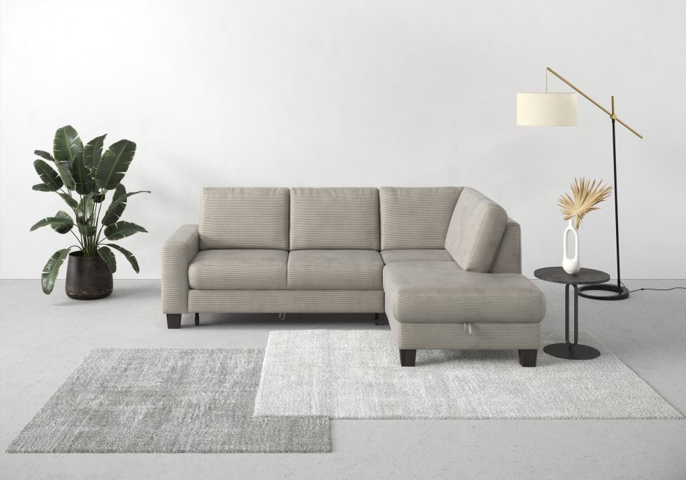 Home affaire Ecksofa »Summer«, mit Ottomane, mit oder ohne Bettfunktion und Bettkasten, Cord-Bezug