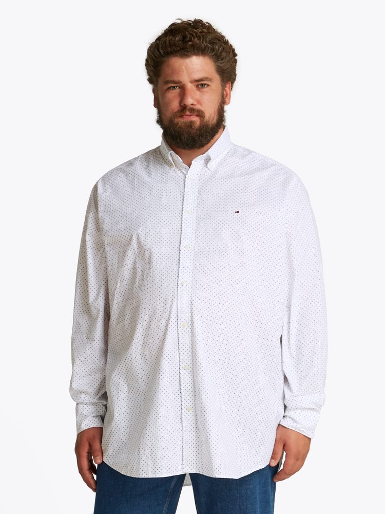 Tommy Hilfiger Big & Tall Langarmhemd »BT-FLEX POPLIN POLKA DOT S-B«, in Grossen Grössen, Logostickerei