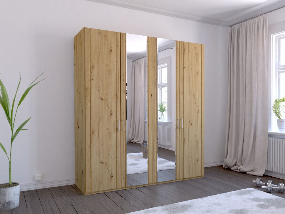 WIEMANN Drehtürenschrank »Mainau«, mit Holz- und Spiegeltüren