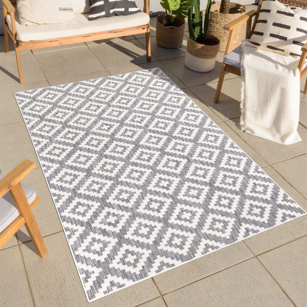 Carpet City Teppich »Outdoor«, rechteckig, 5 mm Höhe, Wetterfest & UV-beständig, für Balkon, Terrasse, Wintergarten, Flachgewebe, auch in quadratischer Form erhältlich