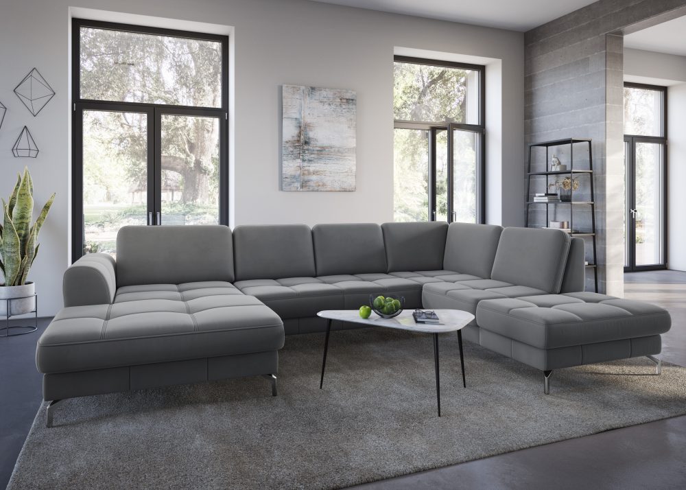 sit&more Wohnlandschaft »Bendigo V«, inklusive Sitztiefenverstellung, Bodenfreiheit 12 cm, wahlweise in 2 unterschiedlichen Fussfarben